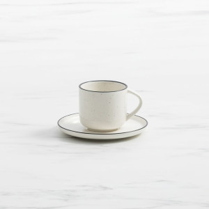 Salisbury & Co Mona Tea Cup and Saucer 240ml White with Black Speckle