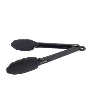St. Clare Heavy Duty Tongs with Silicone Grip 30cm Black
