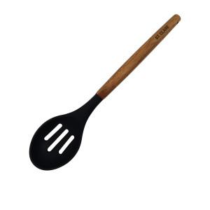 St. Clare Silicone Slotted Spoon with Acacia Handle Black