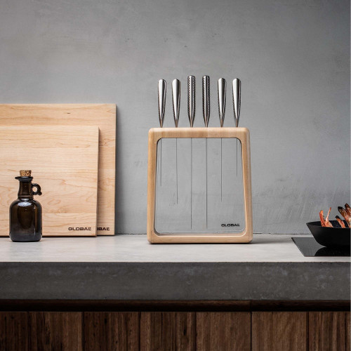 Global Hashira Knife Block 7 Piece Set Maple Kitchenware Australia