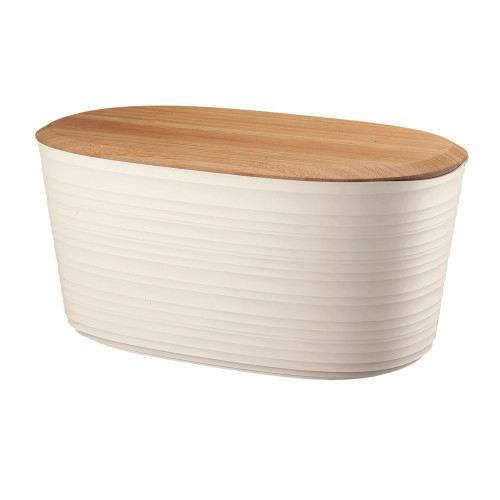Guzzini Earth Bread Bin with Bamboo Breadboard Top White Kitchenware